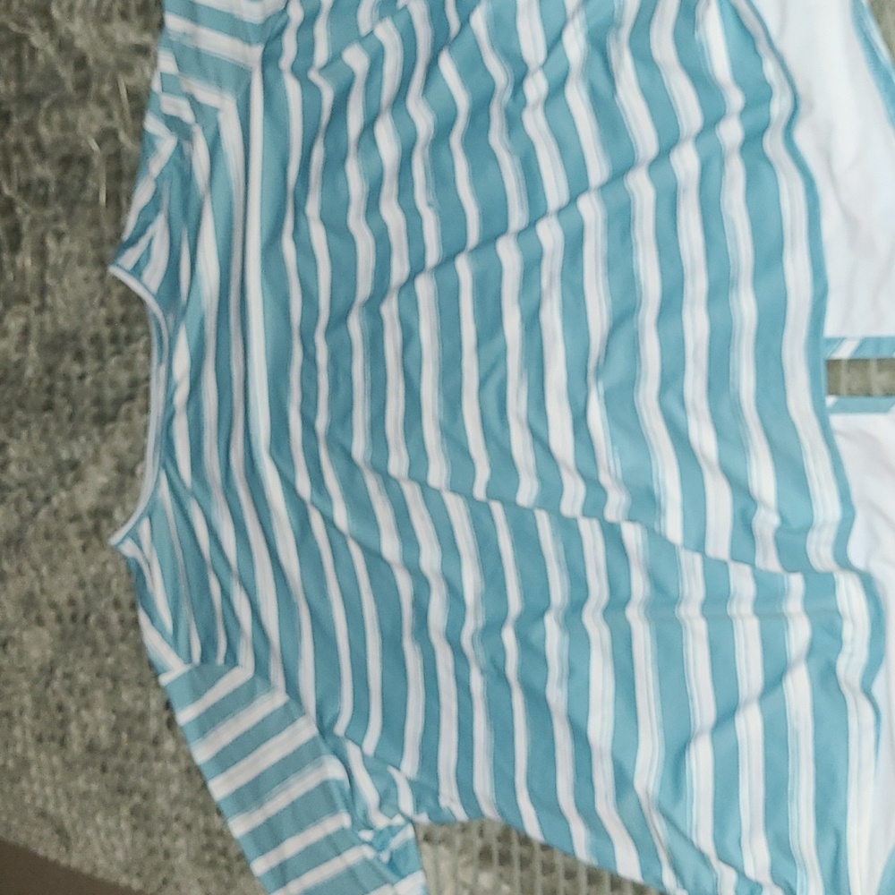 Columbia Blue and White Striped Shirt 3x